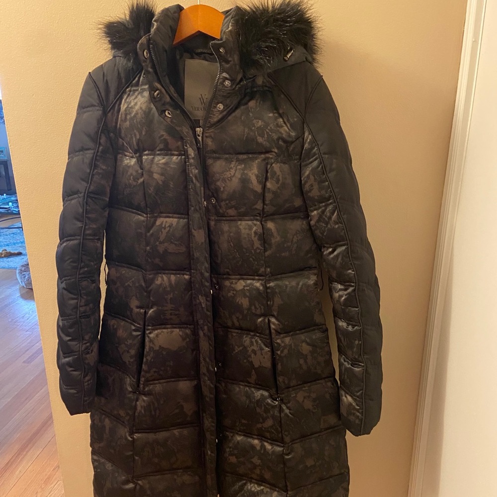 Vera Wang Fitted Long Down Winter Coat XS $449